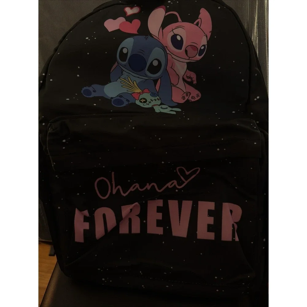 Lilo and Stitch Fashion Ohana Trend Backpack Anime Cosplay Laptop Backpack- New